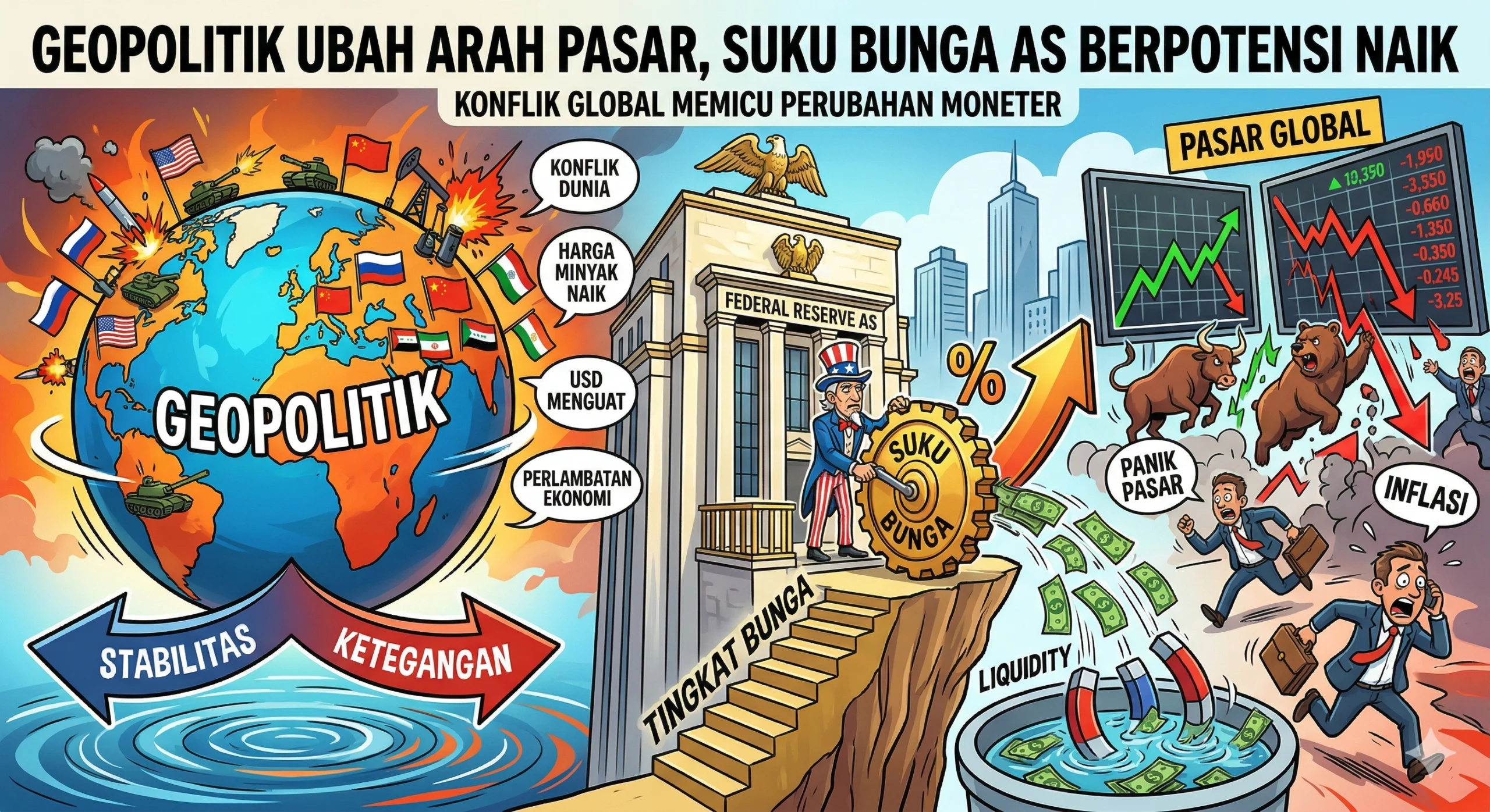 Ancaman Inflasi dan Geopolitik Ubah Arah Pasar, Suku Bunga AS Berpotensi Naik