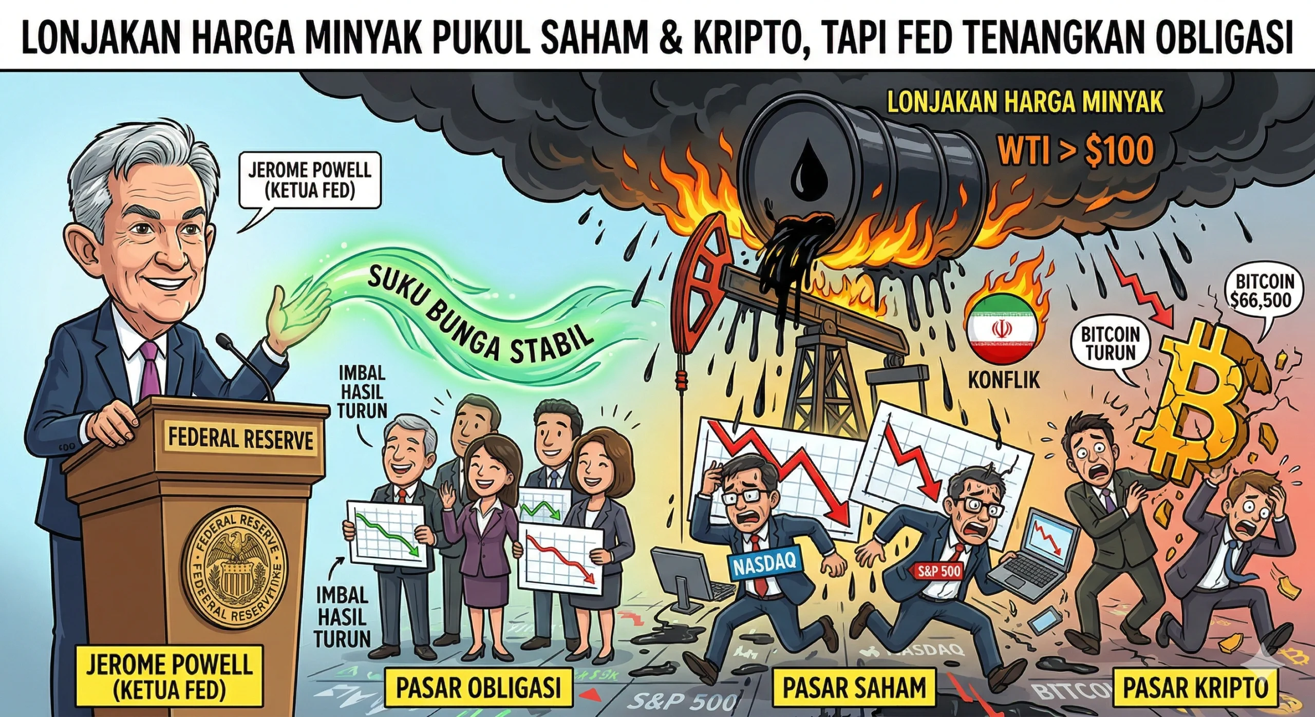 Lonjakan Harga Minyak Pukul Saham dan Kripto Kendati Sinyal Positif The Fed Tenangkan Pasar Obligasi