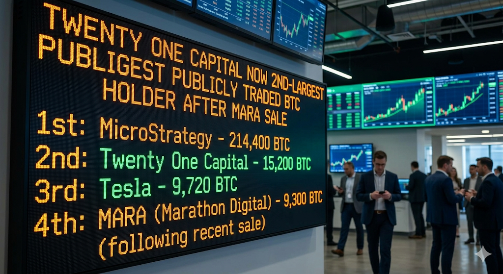 Twenty One Capital Jadi Pemegang Bitcoin Publik Terbesar Kedua Usai Penjualan oleh MARA