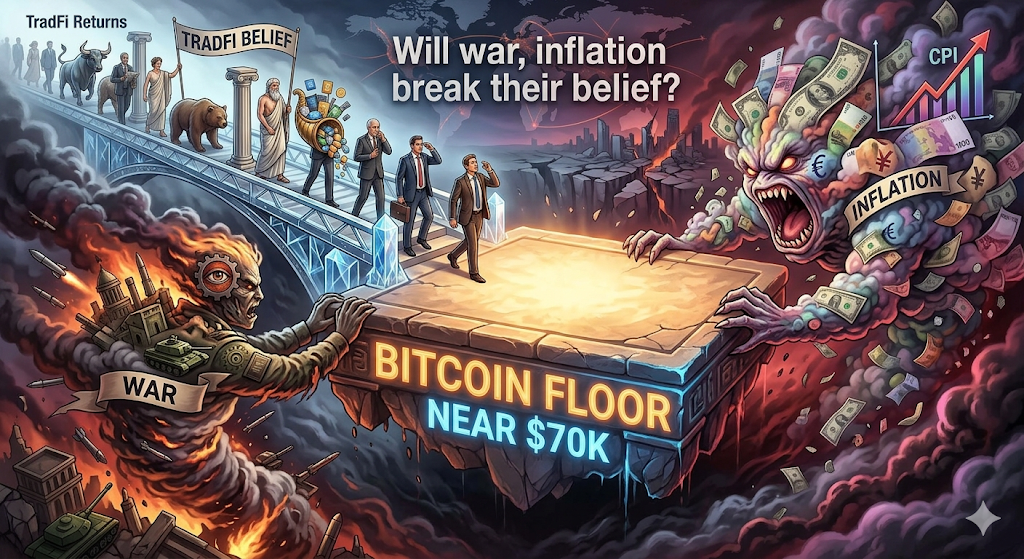 Bitcoin Diperkirakan Punya “Floor” di $70K Saat Minat Institusi Kembali: Akankah Perang dan Inflasi Mengganggu?