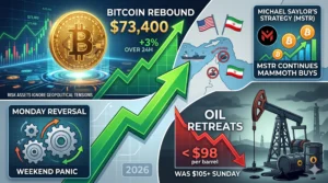 Abaikan Tensi Geopolitik, Bitcoin Sukses Rebound ke US$73.400 Seiring Turunnya Harga Minyak