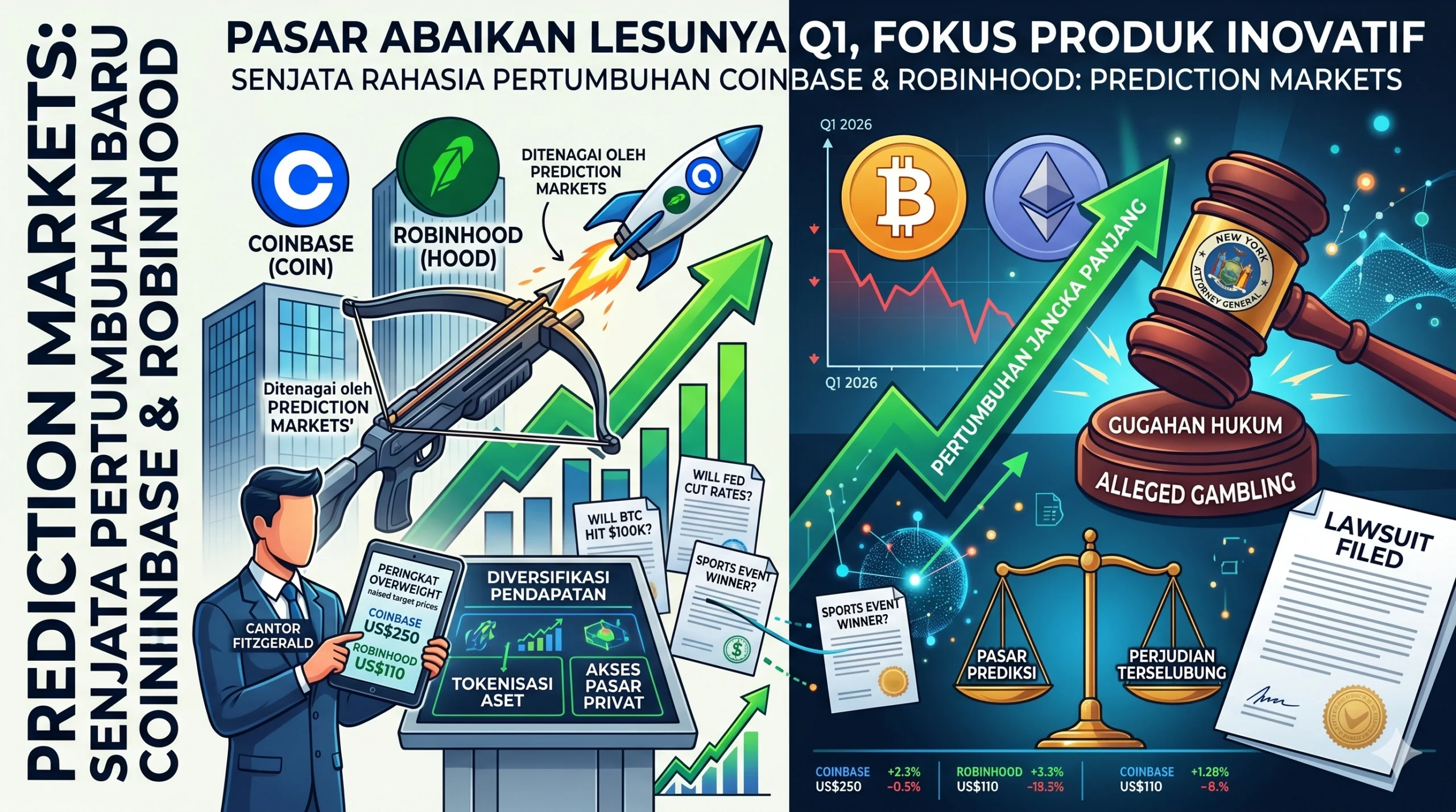 Pasar Prediksi Jadi Senjata Baru untuk Mendorong Pertumbuhan Coinbase dan Robinhood