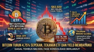 Gagal Tembus Resisten, Harga Bitcoin Terkoreksi 4,75% Dihantam Arus Keluar ETF dan Makro Global