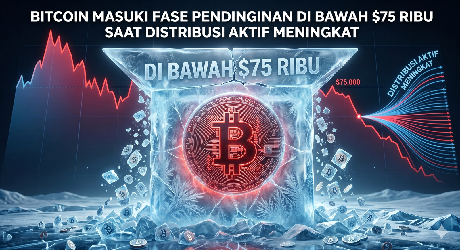 Bitcoin Masuki Fase Pendinginan di Bawah $75 Ribu Saat Distribusi Aktif Meningkat