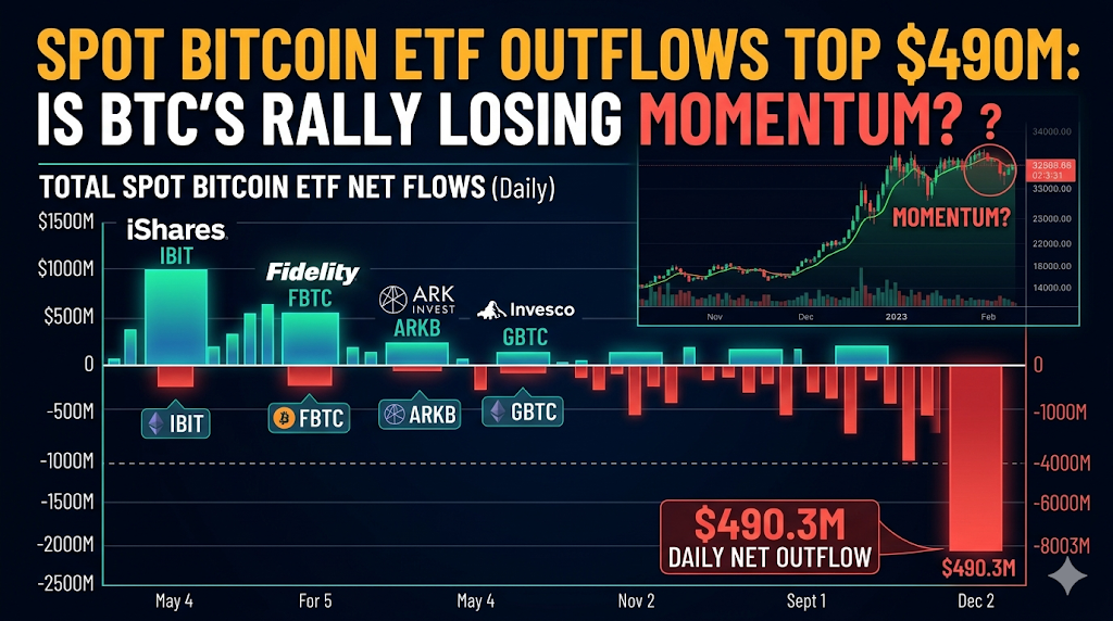 Outflow ETF Bitcoin Tembus $490 Juta, Apakah Momentum BTC Mulai Melemah?