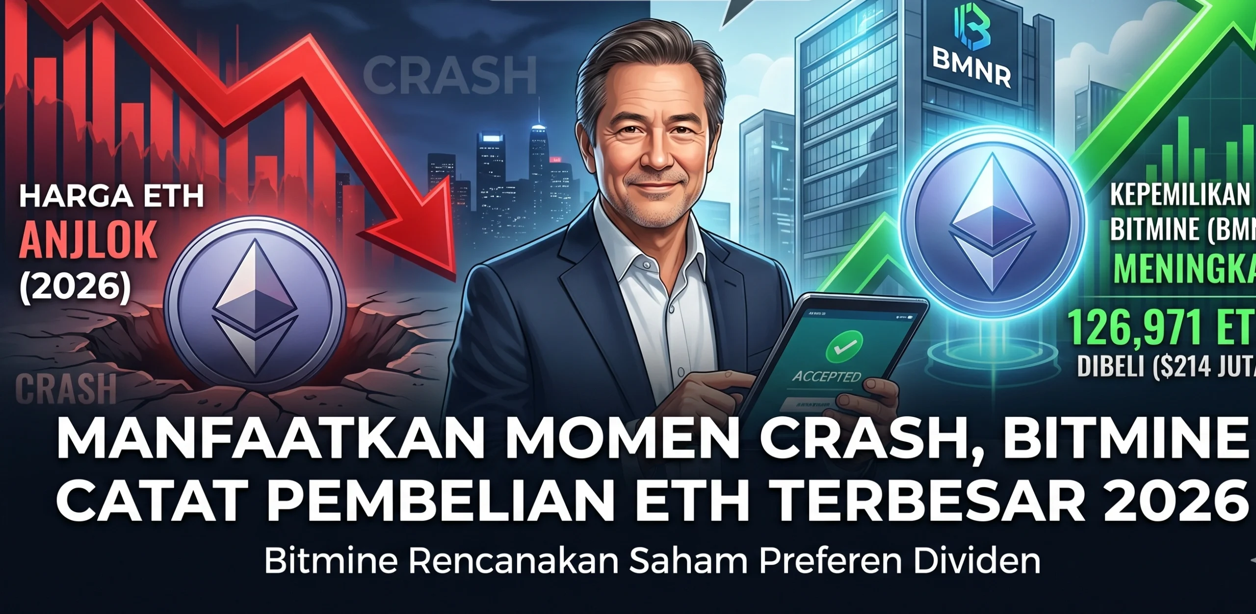 Manfaatkan Momen Crash, Bitmine Catat Pembelian Ethereum Terbesar Sepanjang 2026