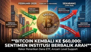 Kembali Sentuh US$ 60.000, Sentimen Institusi Terhadap Bitcoin Kini Berbalik Arah