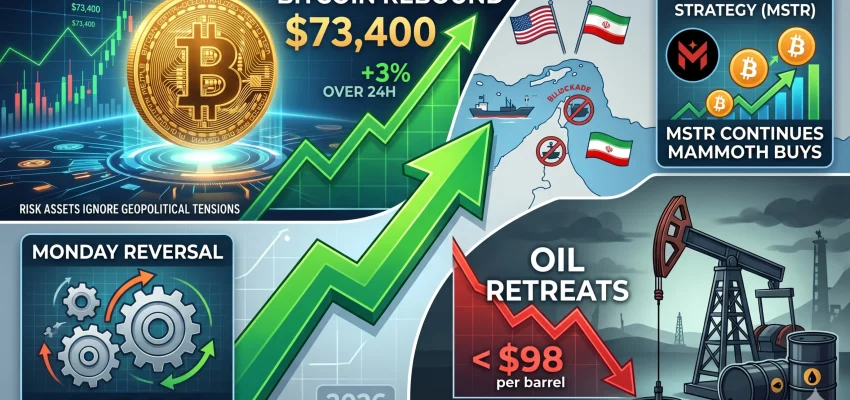 Abaikan Tensi Geopolitik, Bitcoin Sukses Rebound ke US$73.400 Seiring Turunnya Harga Minyak