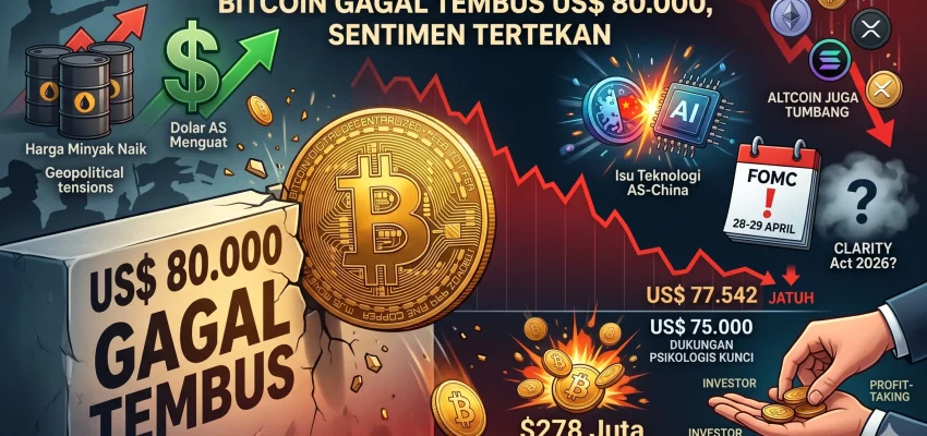 Bitcoin Gagal Tembus US$ 80.000, Tertahan Sentimen Global