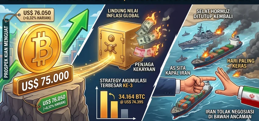 Bitcoin Tetap Stabil di Atas US$75.000, Sinyal Penguatan Semakin Terlihat