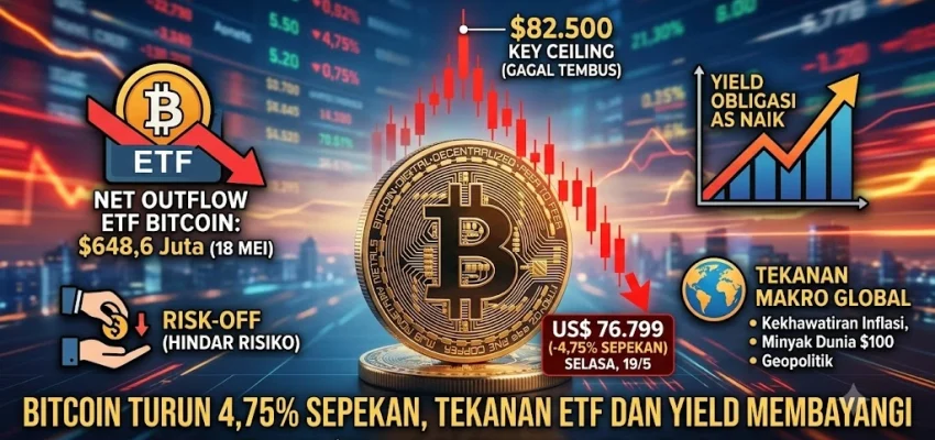 Gagal Tembus Resisten, Harga Bitcoin Terkoreksi 4,75% Dihantam Arus Keluar ETF dan Makro Global