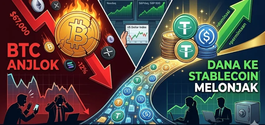 Bitcoin Anjlok ke $67.000, Investor Kripto Ramai-ramai Amankan Dana ke Stablecoin
