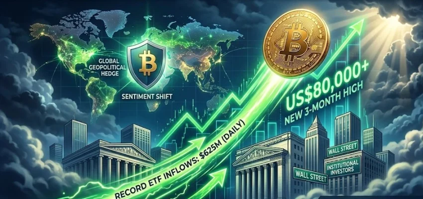 Cetak Rekor 3 Bulan Terakhir, Bitcoin Tembus US$80.000 Didorong Derasnya Inflow ETF